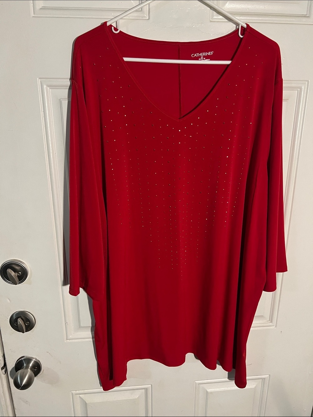 Catherines Ruby Red V-Neck Studded Tunic - Picture 1 of 5
